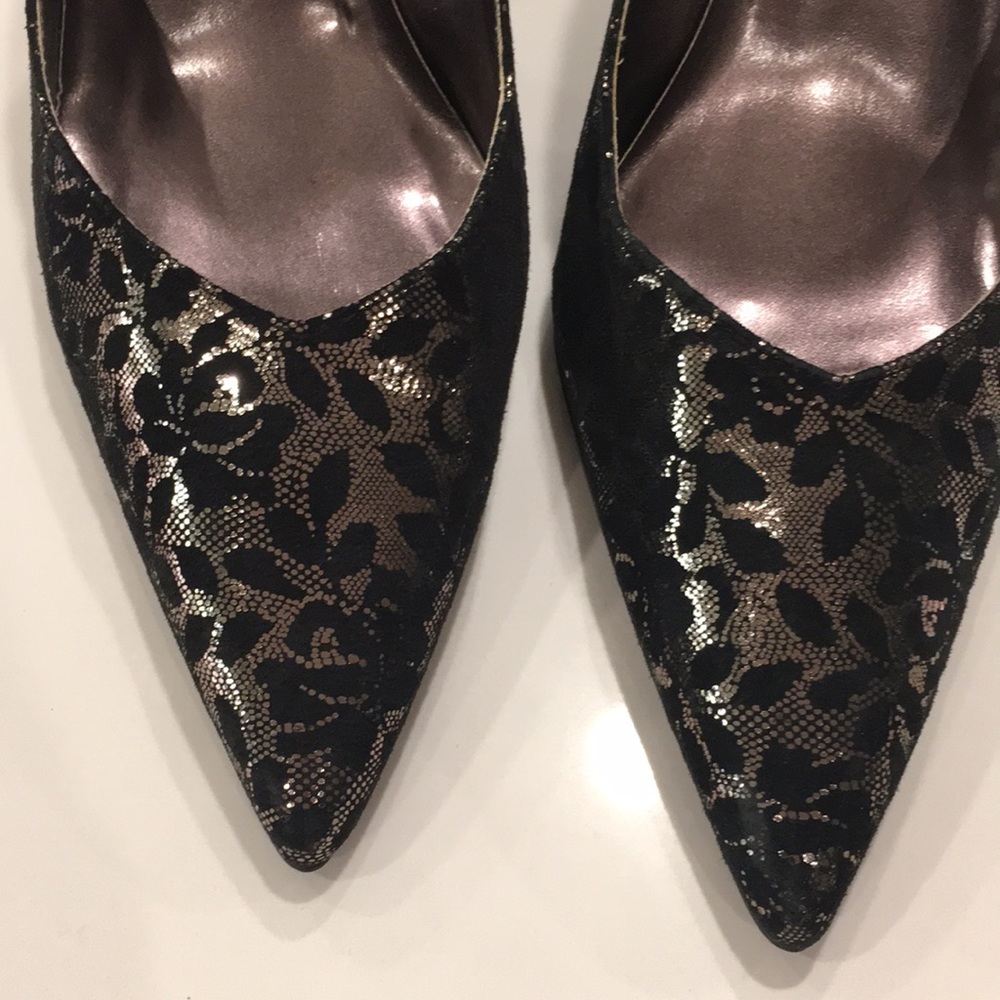 ✅ SOLD Black “Lace” Silver Heel 10M - Picture 3 of 10